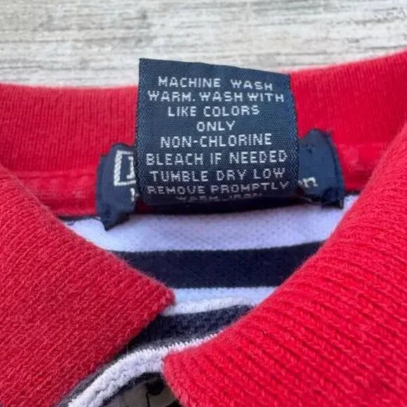 Baby One Piece Outfit Sz 18 Mos Navy Striped Collar Preppy - Picture 4 of 8